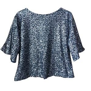 Gap All Over Sequin Embellished Short Trumpet Sleeve Blouse Size Small